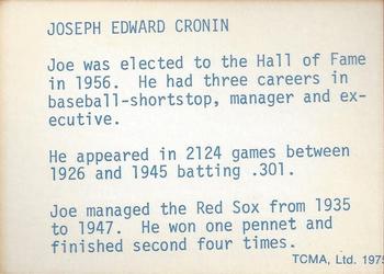 1975 TCMA 1946 Boston Red Sox (Red Names) #NNO Joe Cronin Back