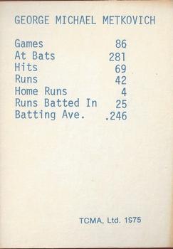 1975 TCMA 1946 Boston Red Sox (Red Names) #NNO Catfish Metkovich Back