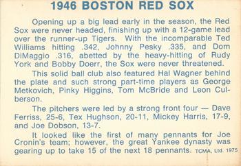 1975 TCMA 1946 Boston Red Sox (Red Names) #NNO Rudy York / Wally Moses / Dom DiMaggio / Bobby Doerr / Charlie Wagner Back