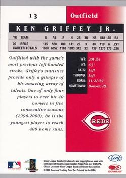 2001 Leaf Certified Materials #13 Ken Griffey Jr. Back