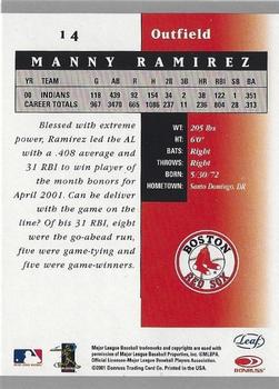 2001 Leaf Certified Materials #14 Manny Ramirez Back