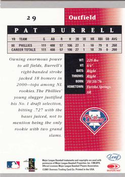 2001 Leaf Certified Materials #29 Pat Burrell Back
