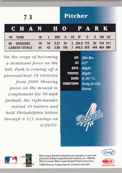 2001 Leaf Certified Materials #73 Chan Ho Park Back