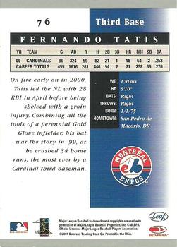 2001 Leaf Certified Materials #76 Fernando Tatis Back
