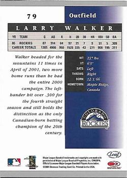 2001 Leaf Certified Materials #79 Larry Walker Back
