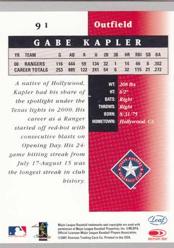2001 Leaf Certified Materials #91 Gabe Kapler Back