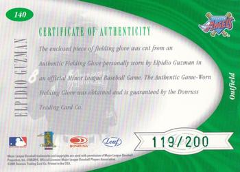 2001 Leaf Certified Materials #140 Elpidio Guzman Back