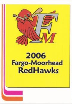 2006 Fargo-Moorhead RedHawks #NNO Cover card & Checklist Front