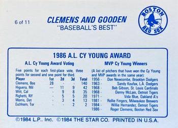 1988 Star Clemens & Gooden #6 Roger Clemens Back