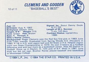 1988 Star Clemens & Gooden #10 Roger Clemens Back