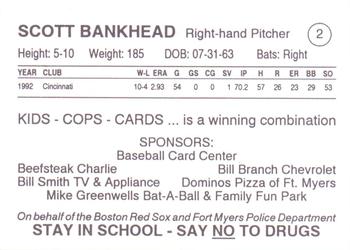 1993 Fort Myers PAL Boston Red Sox #2 Scott Bankhead Back