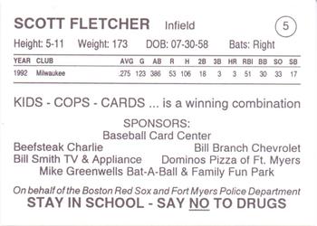 1993 Fort Myers PAL Boston Red Sox #5 Scott Fletcher Back