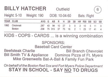 1993 Fort Myers PAL Boston Red Sox #6 Billy Hatcher Back