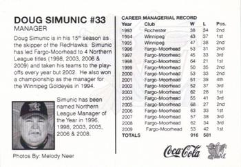 2010 Fargo-Moorhead RedHawks #NNO Doug Simunic Back