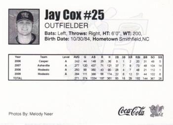 2010 Fargo-Moorhead RedHawks #NNO Jay Cox Back