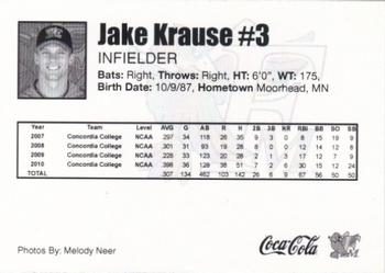 2010 Fargo-Moorhead RedHawks #NNO Jake Krause Back