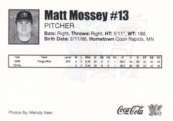 2010 Fargo-Moorhead RedHawks #NNO Matt Mossey Back