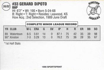 1990 SportsPrint Carolina League All-Stars #36 Jerry DiPoto Back