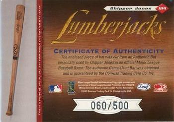 2001 Leaf Limited #184 Chipper Jones Back
