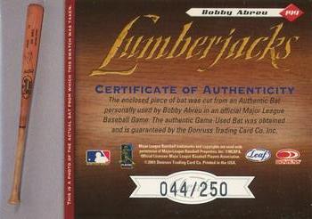 2001 Leaf Limited #199 Bobby Abreu Back