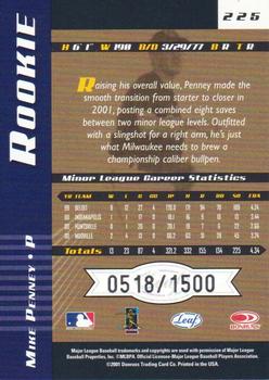2001 Leaf Limited #225 Mike Penney Back