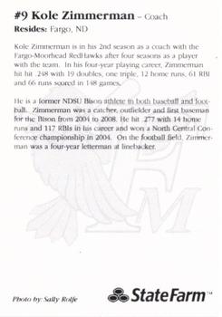 2013 Fargo-Moorhead RedHawks #NNO Kole Zimmerman Back