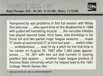 1988 Coca-Cola Chicago White Sox #NNO Donnie Hill Back