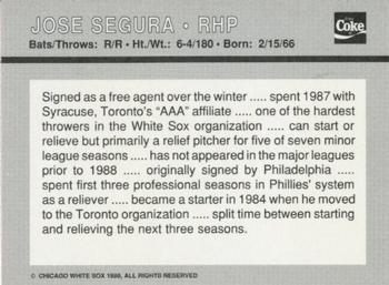 1988 Coca-Cola Chicago White Sox #NNO Jose Segura Back