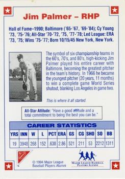 1994 Nabisco All-Star Legends Unsigned #NNO Jim Palmer Back
