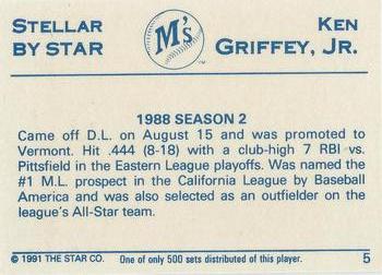 1991 Star Stellar #5 Ken Griffey Jr. Back