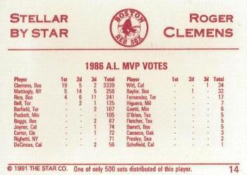 1991 Star Stellar #14 Roger Clemens Back
