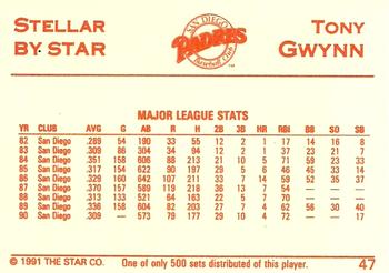 1991 Star Stellar #47 Tony Gwynn Back