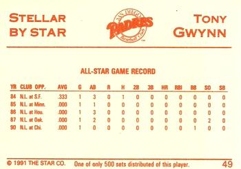 1991 Star Stellar #49 Tony Gwynn Back