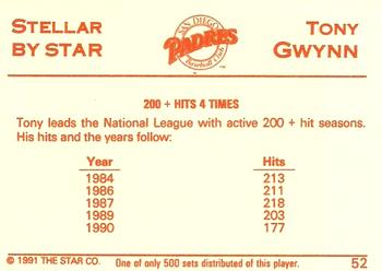 1991 Star Stellar #52 Tony Gwynn Back