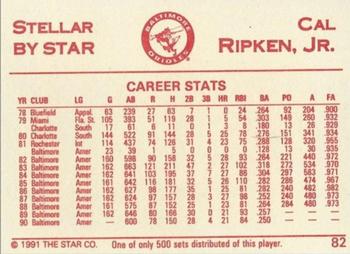 1991 Star Stellar #82 Cal Ripken Jr. Back