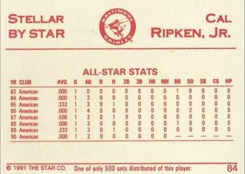 1991 Star Stellar #84 Cal Ripken Jr. Back
