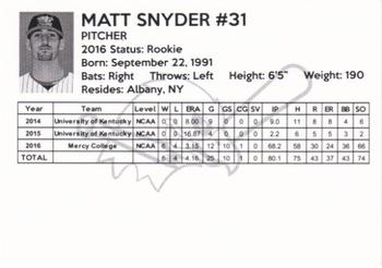 2016 Fargo-Moorhead RedHawks #NNO Matt Snyder Back