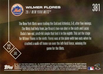 2017 Topps Now #381 Wilmer Flores Back
