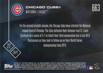 2017 Topps Now #663 Chicago Cubs Back