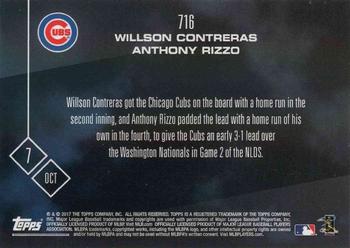 2017 Topps Now #716 Willson Contreras / Anthony Rizzo Back