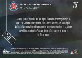 2017 Topps Now #751 Addison Russell Back