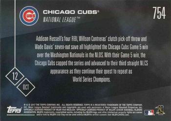 2017 Topps Now #754 Chicago Cubs Back