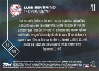 2017 Topps Now #41 Luis Severino Back