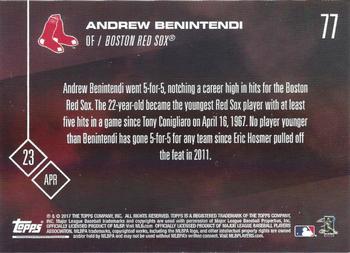 2017 Topps Now #77 Andrew Benintendi Back