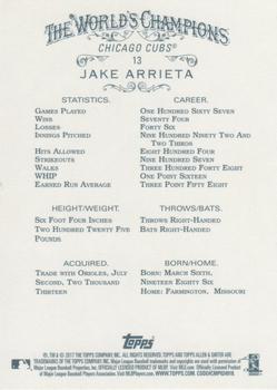 2017 Topps Allen & Ginter #13 Jake Arrieta Back
