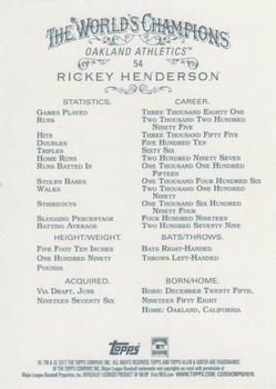 2017 Topps Allen & Ginter #54 Rickey Henderson Back