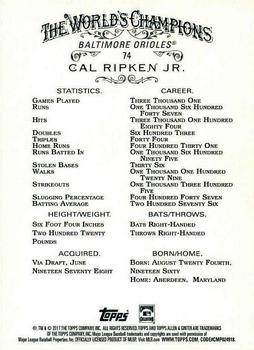 2017 Topps Allen & Ginter #74 Cal Ripken Jr. Back