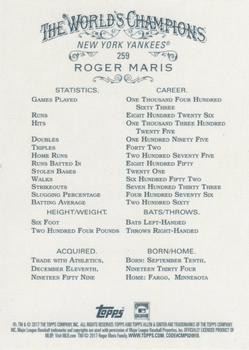 2017 Topps Allen & Ginter #259 Roger Maris Back