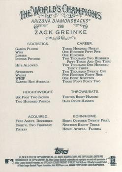 2017 Topps Allen & Ginter #296 Zack Greinke Back