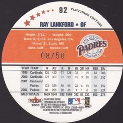 2003 Fleer Hardball - Platinum Edition #92 Ray Lankford Back